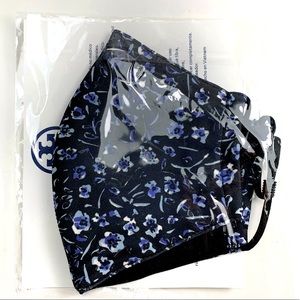 Tory Burch Designer Face Mask- Black/Periwinkle